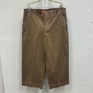 SPANX Women’s 3X Stretch Twill Cropped Wide Leg Pull On Smoke Pants Brown